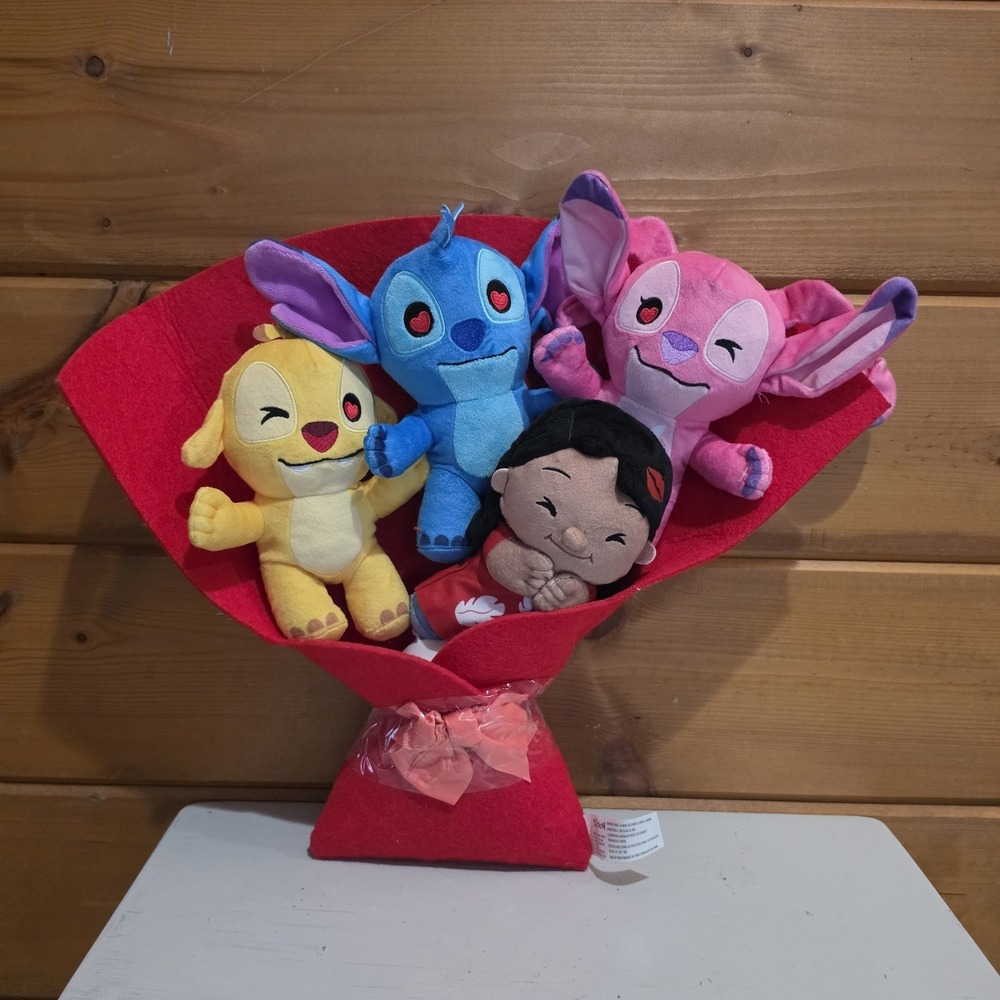 Disney Lilo & Stitch 5 Piece Character Valentine's Plush Bouquet Incomplete F31